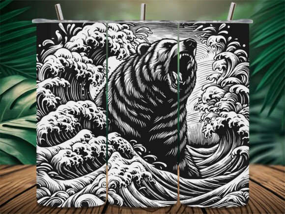 Bear Great Wave Japanese Tumbler Embroidery Review