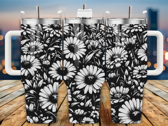 Black White Daisy 40oz Tumbler Embroidery Review