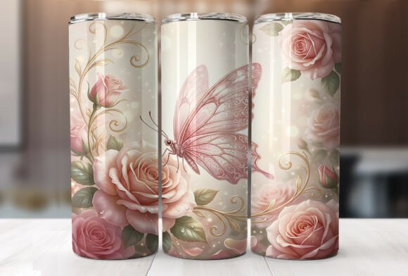 Blush Rose Gold Butterfly Tumbler Wrap Design Review