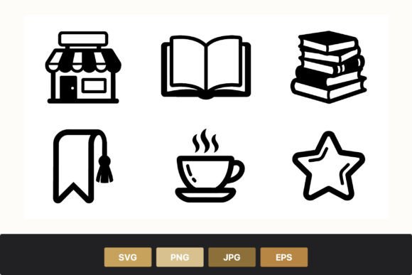 Book Coffee Store Icons Set Review