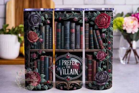 Dark Academia Bookshelf Tumbler Embroidery Review