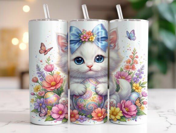 Easter Cat with Floral Egg Tumbler Wrap Design Review