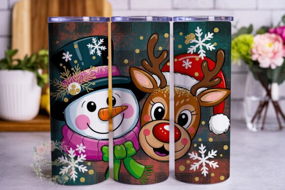 Festive Snowman Reindeer Tumbler PNG Review