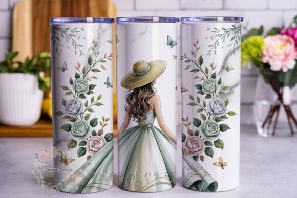 Green Floral Quinceanera Tumbler Wrap Design Review