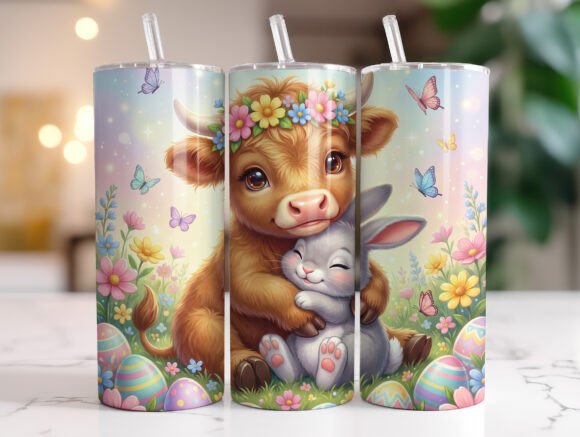 Highland Cow Bunny Easter Tumbler Wrap Design Review