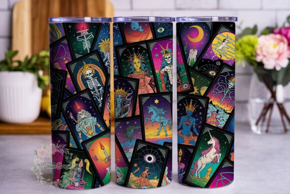 Mystical Tarot Card Collage Tumbler Wrap