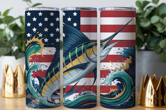 Patriotic Fishing Marlin Tumbler Wrap Design Review