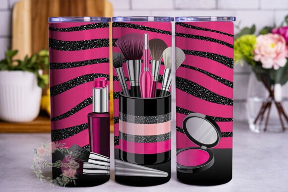 Pink Glitter Zebra Cosmetics Tumbler Design Review