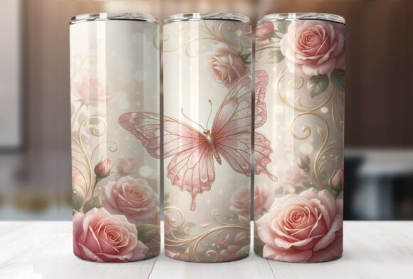 Pink Rose Butterfly Tumbler Wrap Design Review