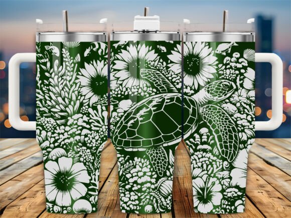 Tropical Turtle Nature 40oz Tumbler Embroidery Design Review